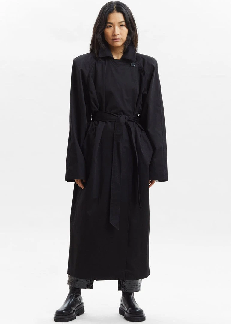 Paper Moon Marisol Box Shoulder Trench - Black CLOTHING