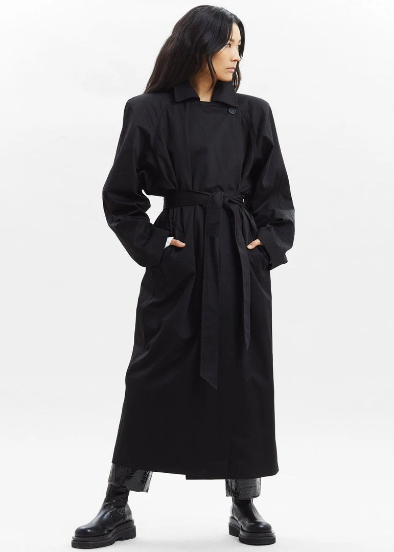 Paper Moon Marisol Box Shoulder Trench - Black CLOTHING