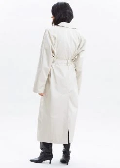 Paper Moon Marisol Box Shoulder Trench - Bone CLOTHING