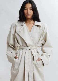 Paper Moon Marisol Box Shoulder Trench - Bone CLOTHING