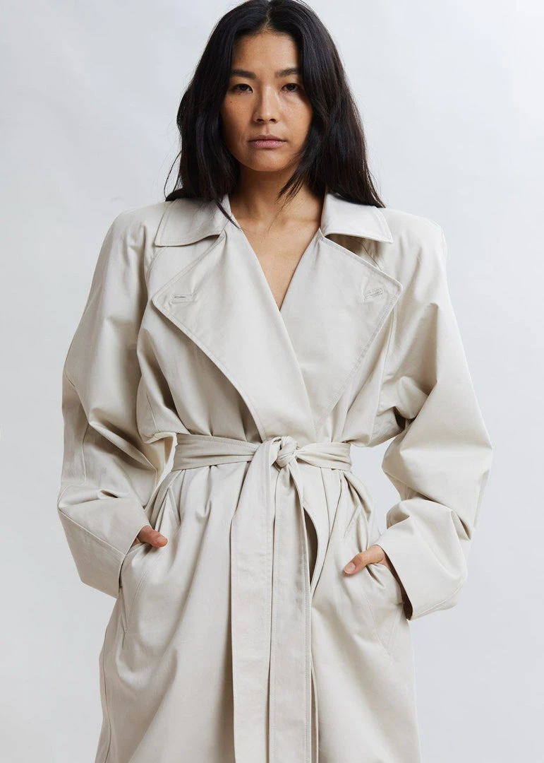 Paper Moon Marisol Box Shoulder Trench - Bone CLOTHING