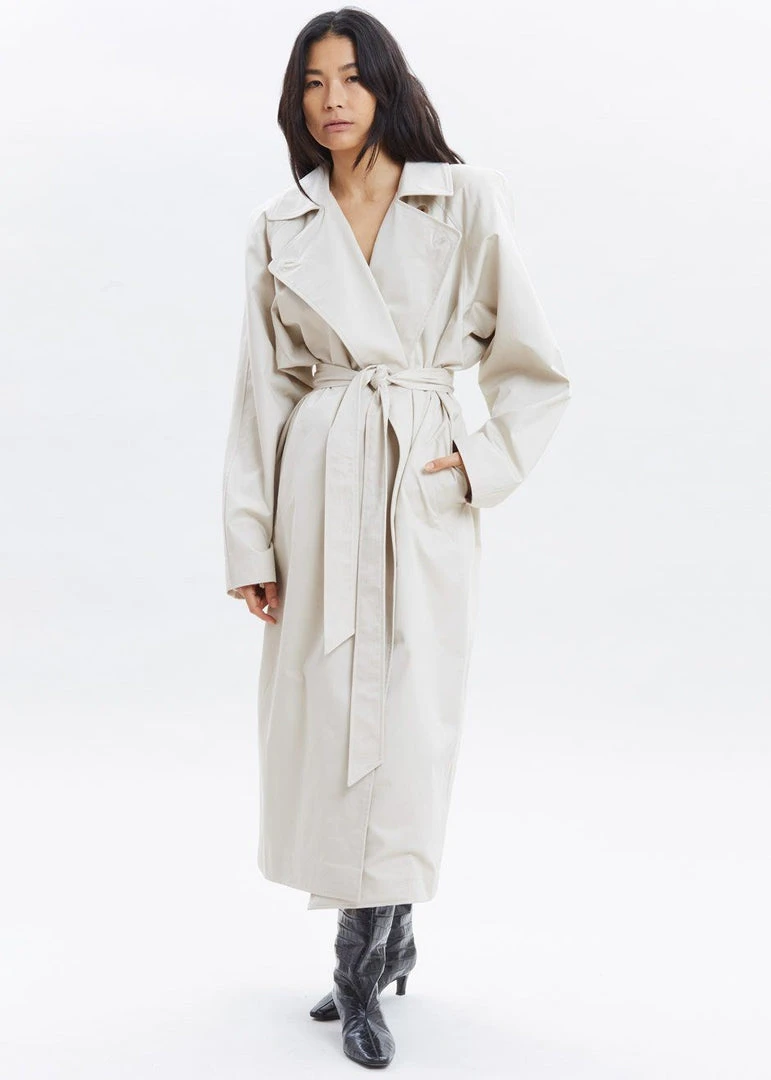 Paper Moon Marisol Box Shoulder Trench - Bone CLOTHING