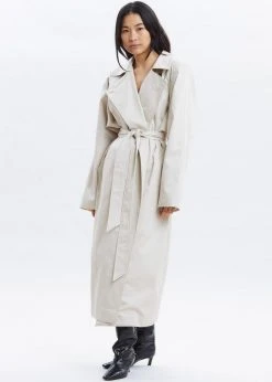 Paper Moon Marisol Box Shoulder Trench - Bone CLOTHING
