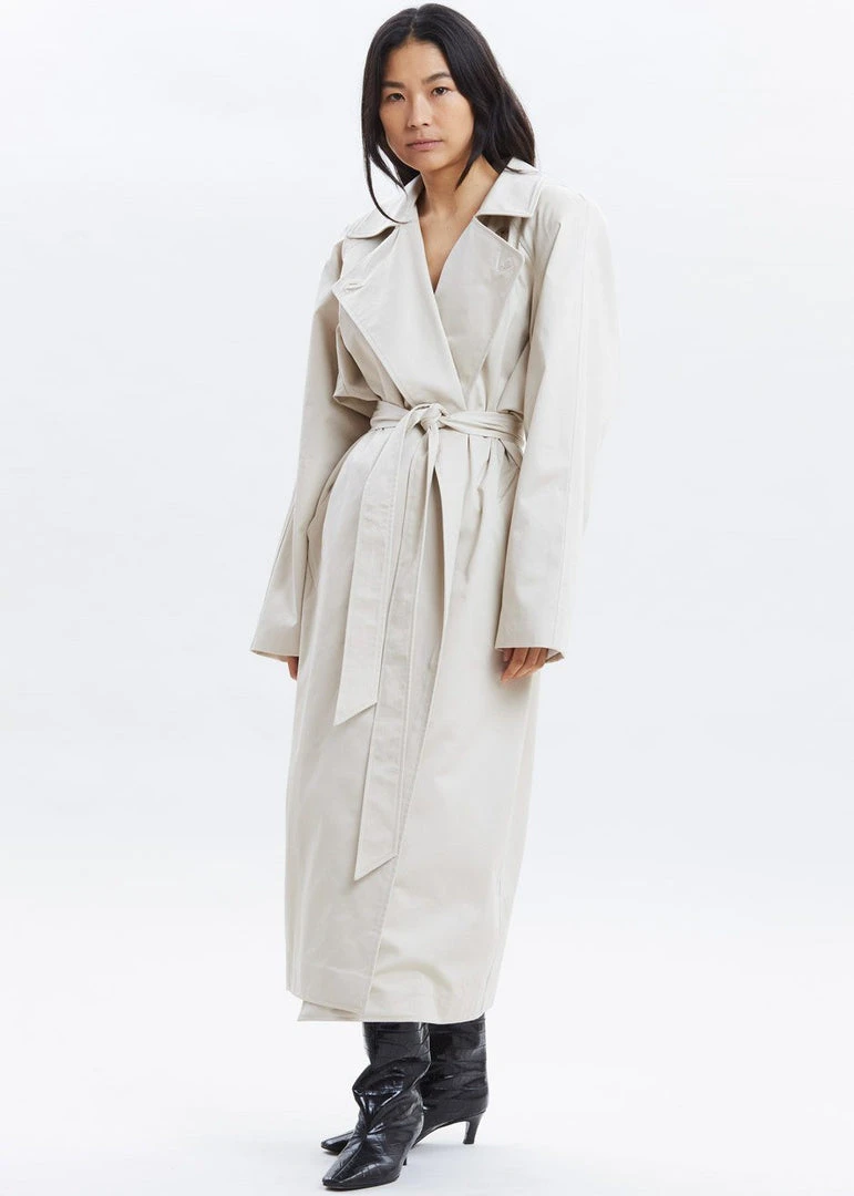 Paper Moon Marisol Box Shoulder Trench - Bone CLOTHING