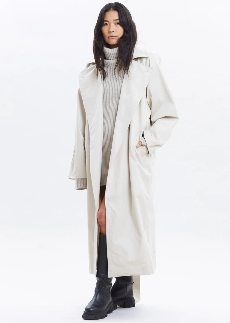 Paper Moon Marisol Box Shoulder Trench - Bone CLOTHING