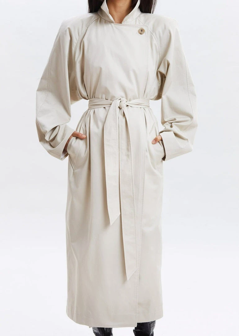 Paper Moon Marisol Box Shoulder Trench - Bone CLOTHING