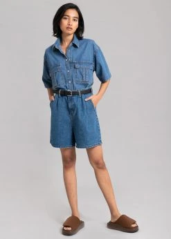The Frankie Shop Yve Denim Shorts - Dark Indigo CLOTHING