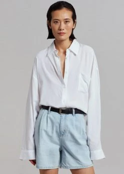 The Frankie Shop Yve Denim Shorts - Worn Wash