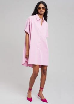 The Frankie Shop Yvonne Boxy Shirt Dress - Pink CLOTHING