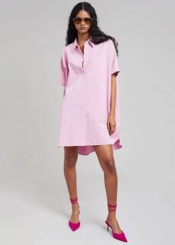 The Frankie Shop Yvonne Boxy Shirt Dress - Pink CLOTHING