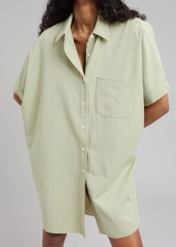 The Frankie Shop Yvonne Boxy Shirt Dress - Sage