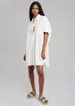 The Frankie Shop Yvonne Boxy Shirt Dress - White