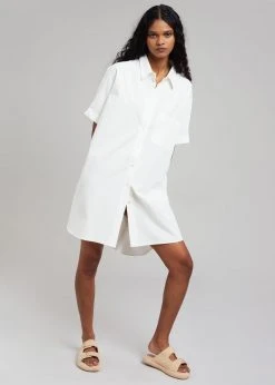 The Frankie Shop Yvonne Boxy Shirt Dress - White