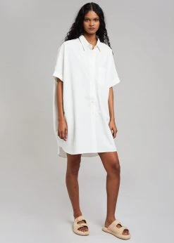 The Frankie Shop Yvonne Boxy Shirt Dress - White