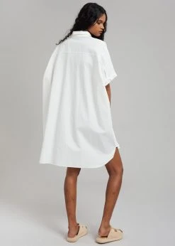 The Frankie Shop Yvonne Boxy Shirt Dress - White