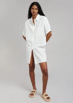 The Frankie Shop Yvonne Boxy Shirt Dress - White